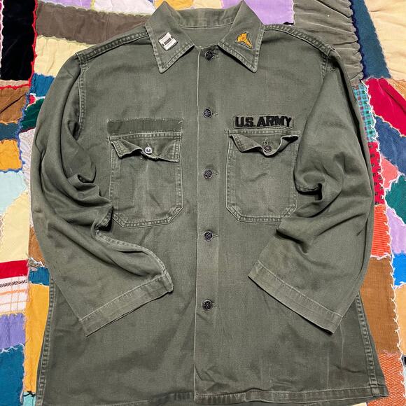 Vintage U.S. Army Military OG-107 Button Up Long Sleeve Medium - Picture 1 of 5